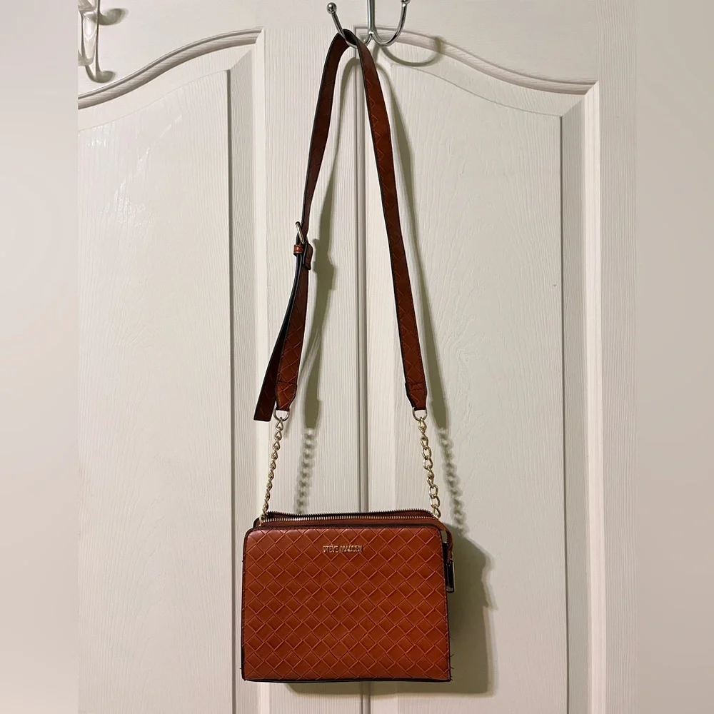 Steve Madden Tan Woven Crossbody Bag